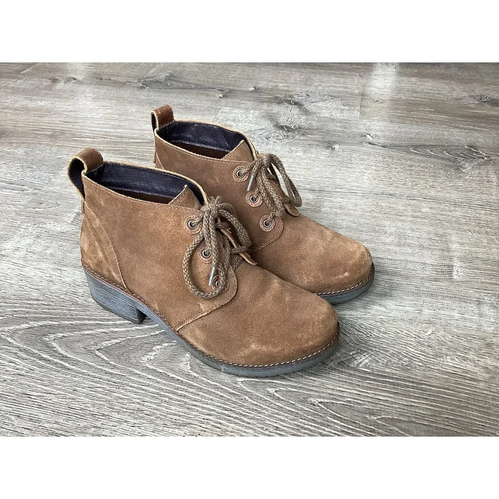 NAOT Womens 7 Love Brown Suede Lace Up Bootie Ankle Boot Size EU 38
